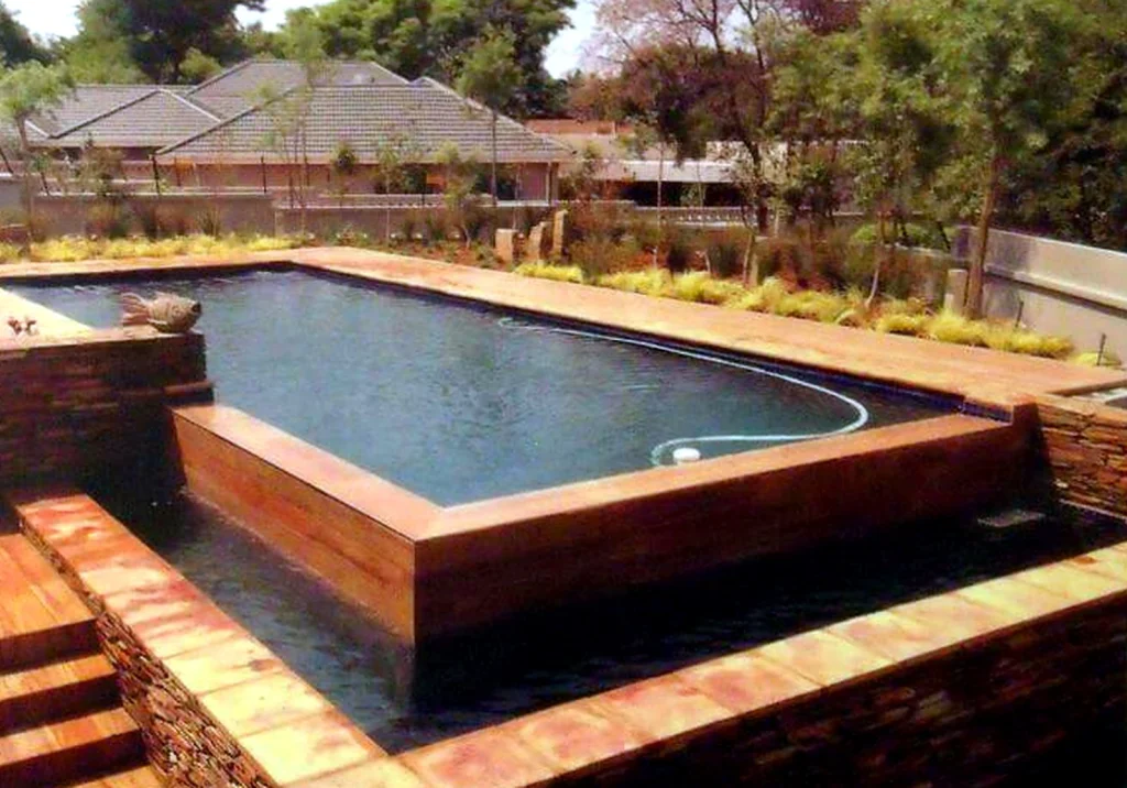 Raised pool with a timber surround