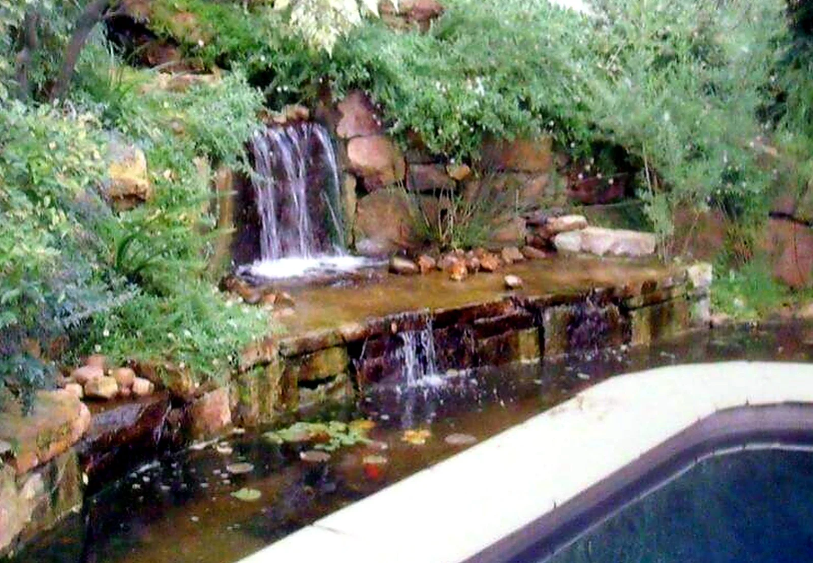 Rock waterfall water feature