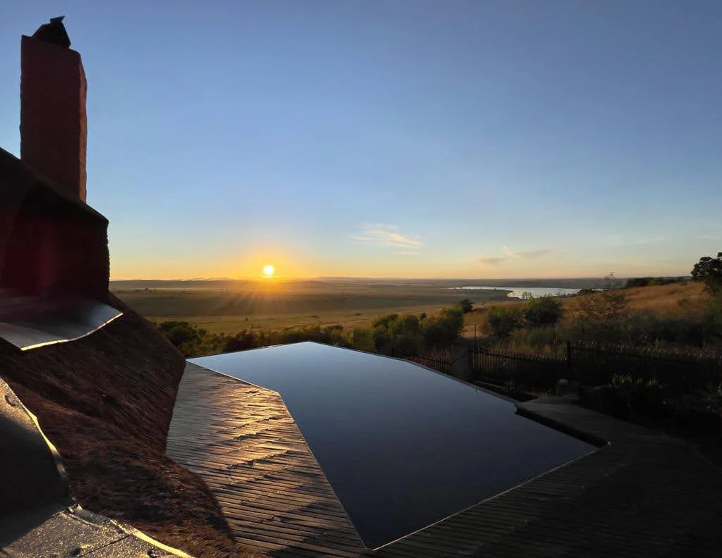 Hilltop rim-flow pool, Pretoria — residential pool, in Pretoria, after completion