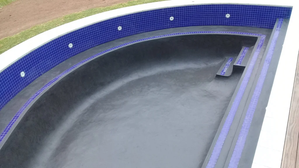 Quarter-round pool, Waterfall — during construction