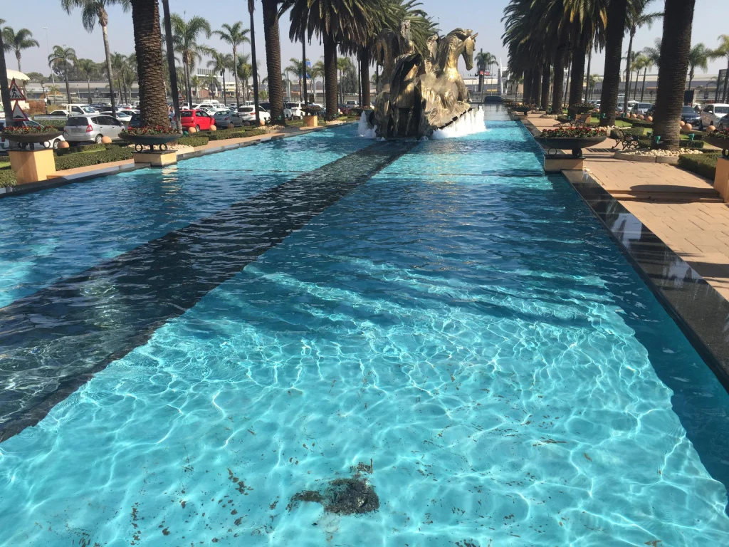 Plaza lake, Emperors Palace — water features & fountains pool, in Kempton Park, after completion