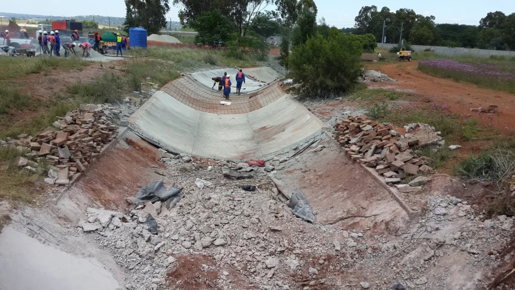 Bombela culvert guniting, Gautrain — before the work