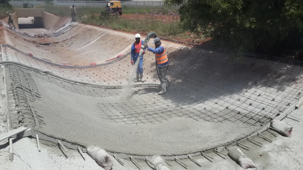 Bombela culvert guniting, Gautrain — during construction