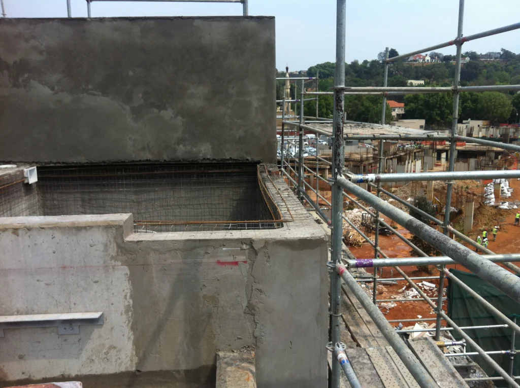 The Houghton penthouse pools — during construction