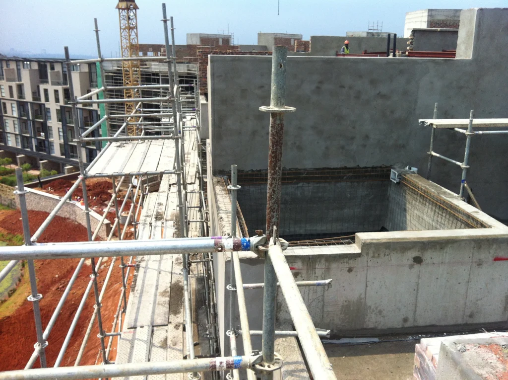The Houghton penthouse pools — during construction