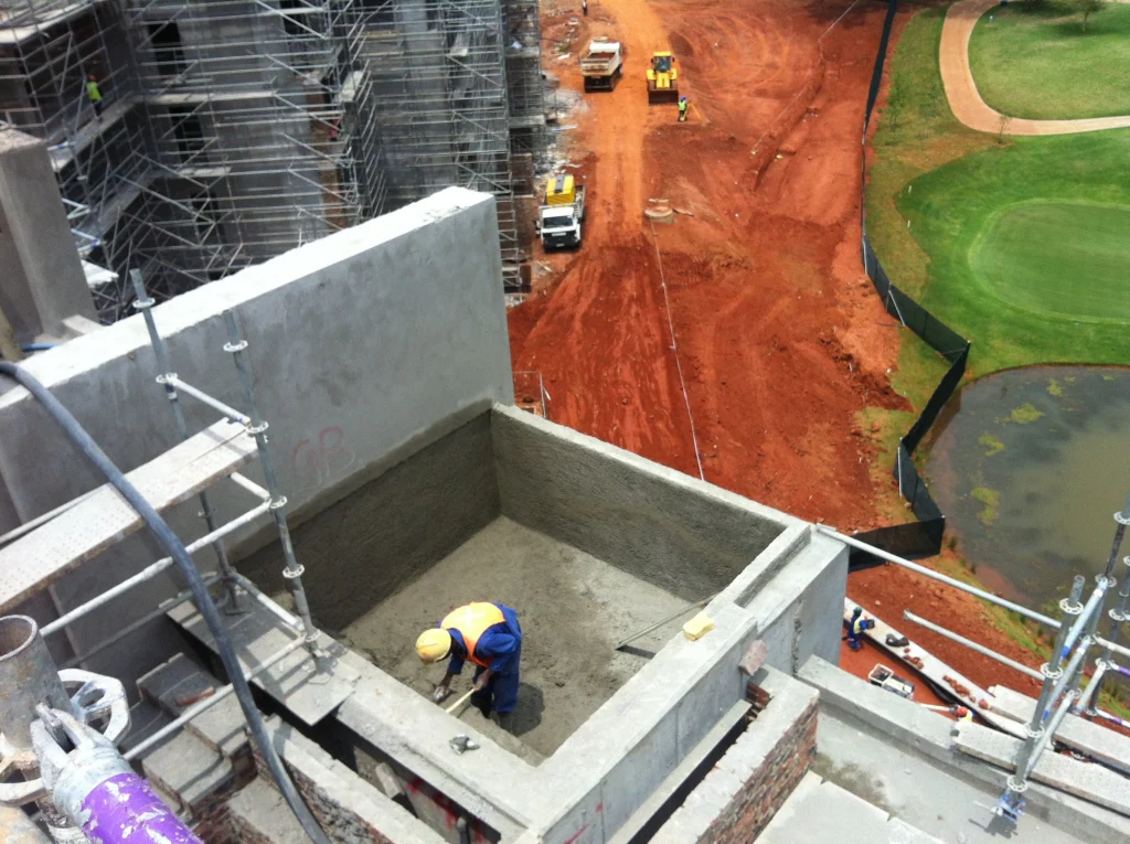 The Houghton penthouse pools — during construction