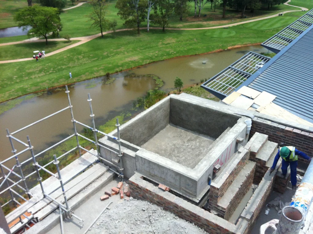 The Houghton penthouse pools — during construction