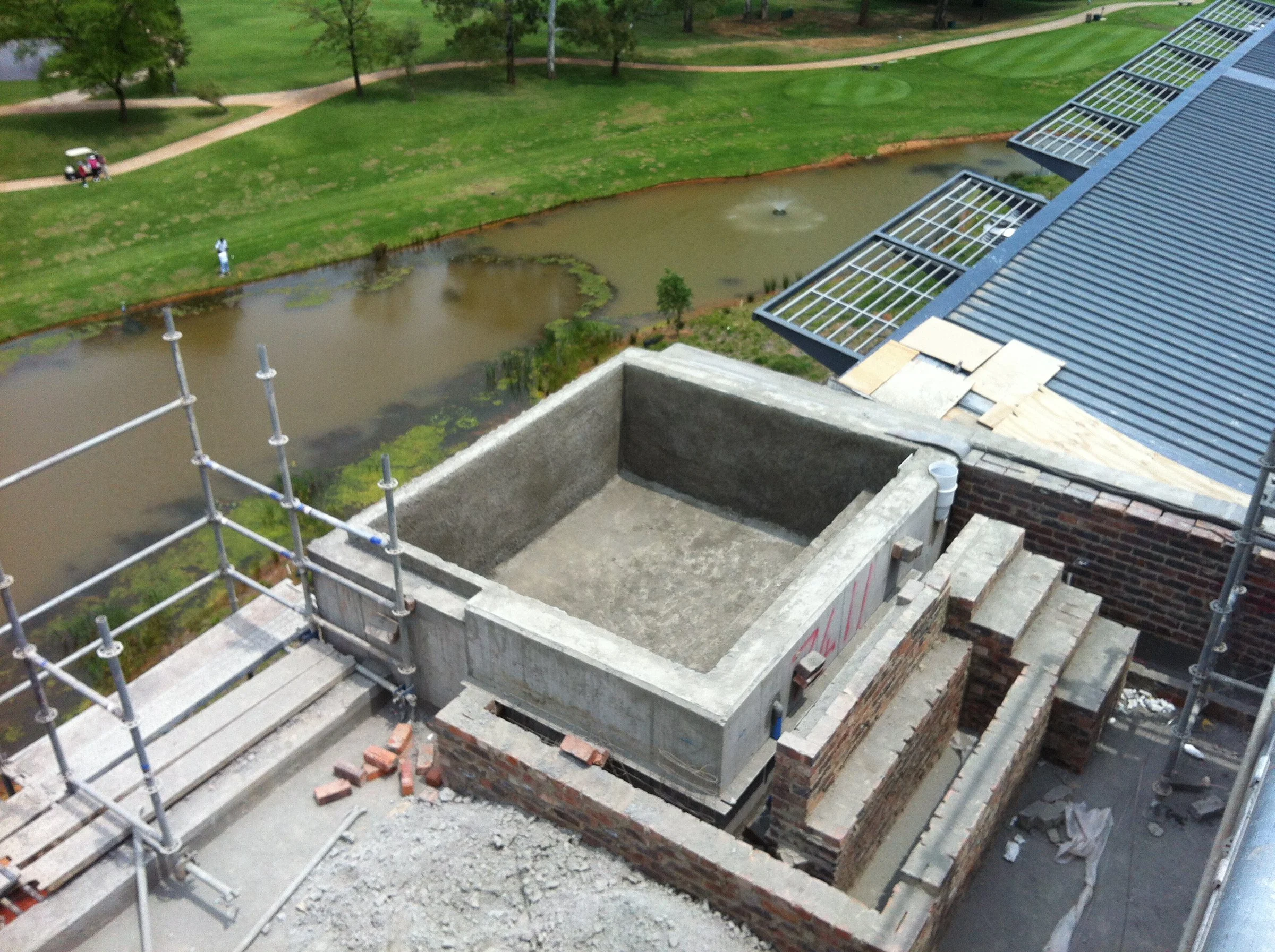 The Houghton penthouse pools — during construction
