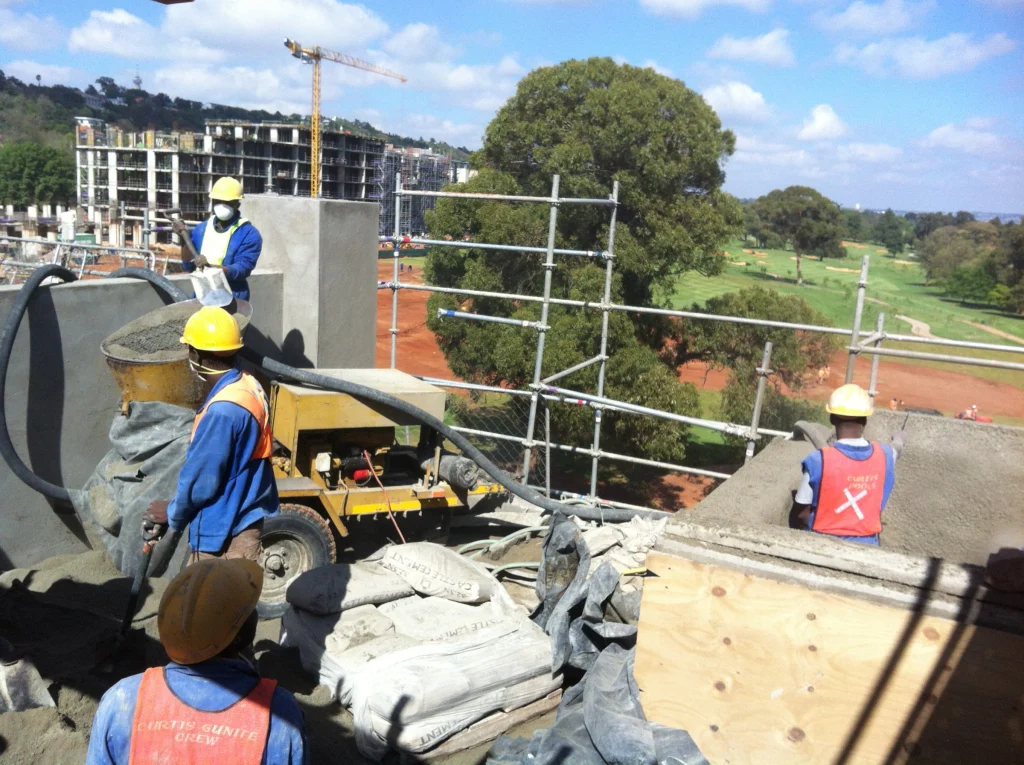 The Houghton penthouse pools — during construction