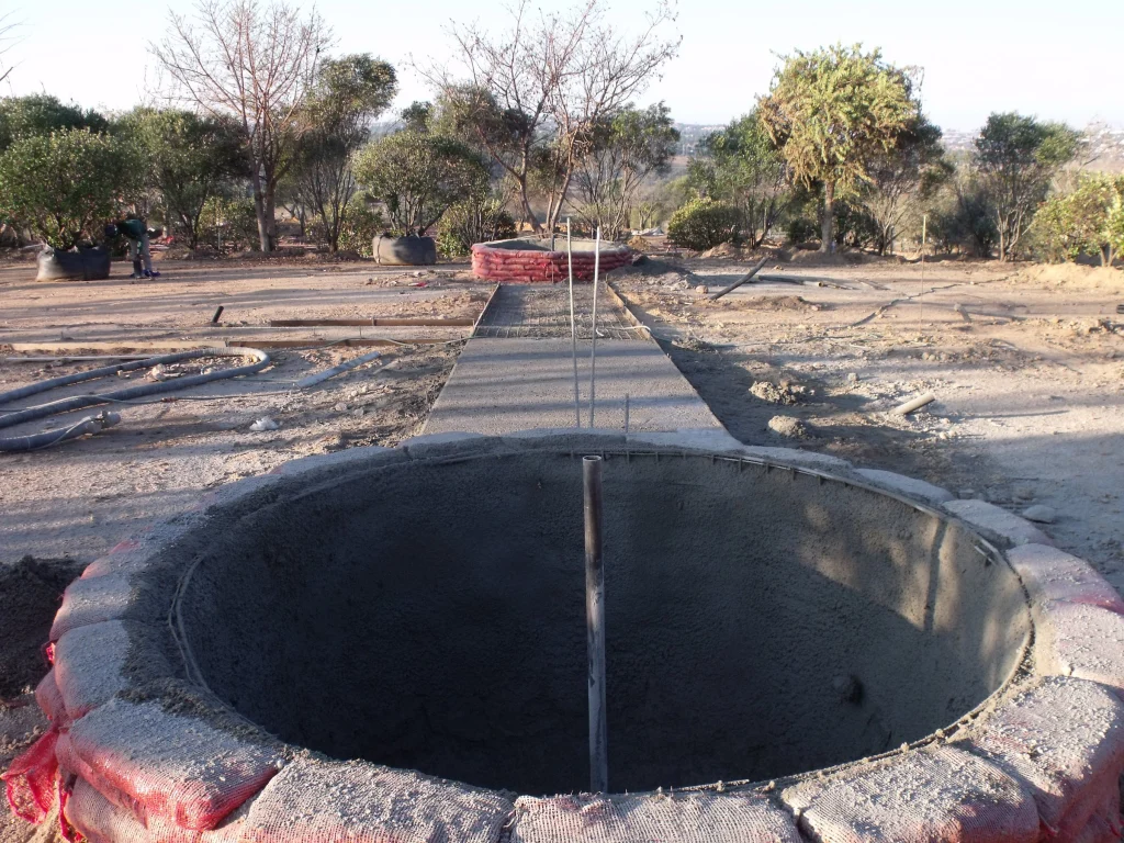 Water garden with ponds and rill, Waterfall — before the work