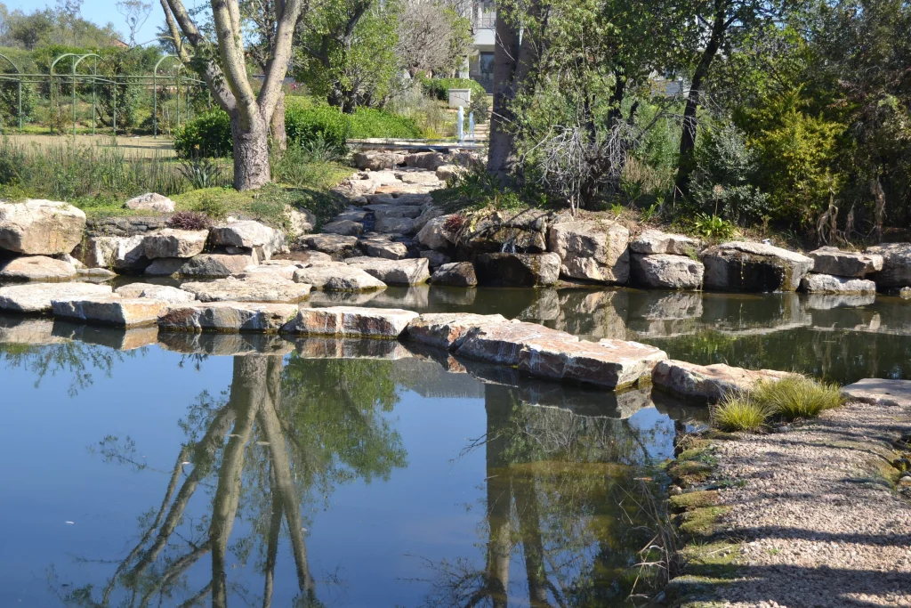 Water garden with ponds and rill, Waterfall — completed