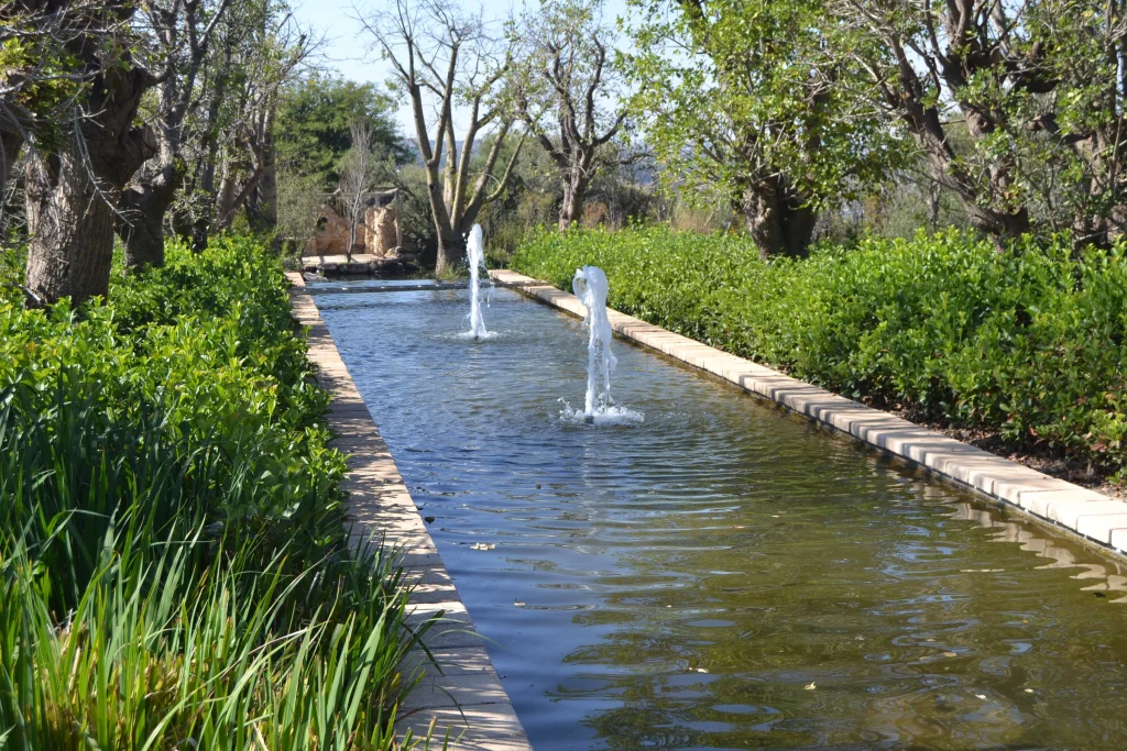 Water garden with ponds and rill, Waterfall — completed