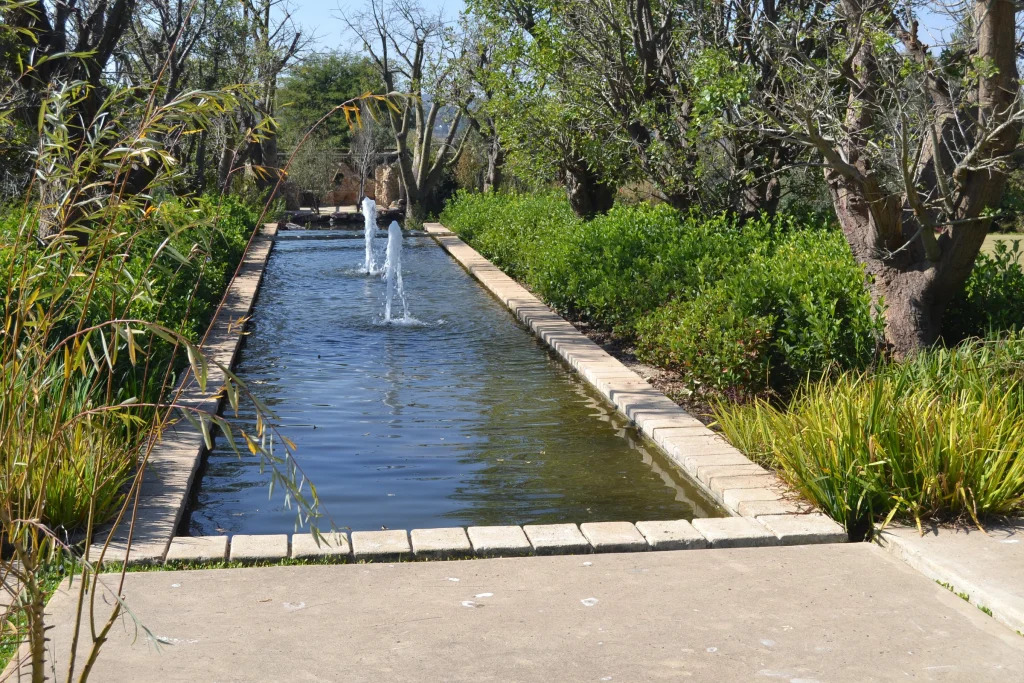 Water garden with ponds and rill, Waterfall — completed