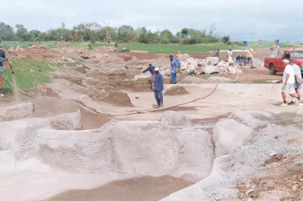 Leopard Creek golf estate water feature — during construction