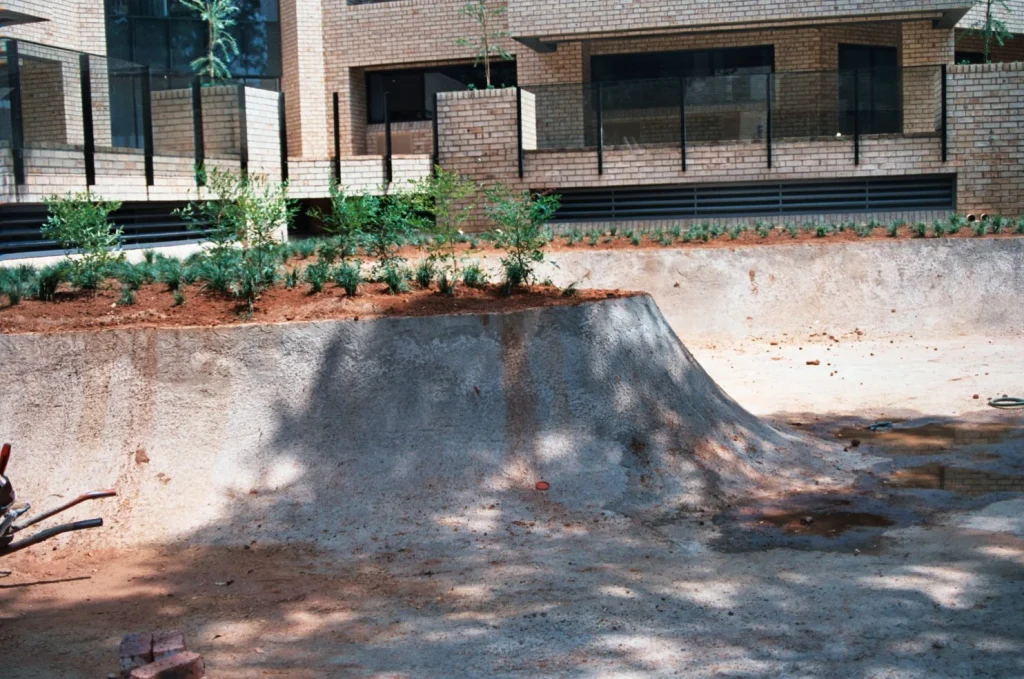 Office park water features, Rochester — during construction