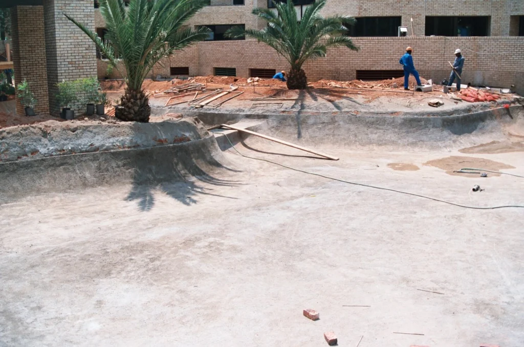 Office park water features, Rochester — during construction