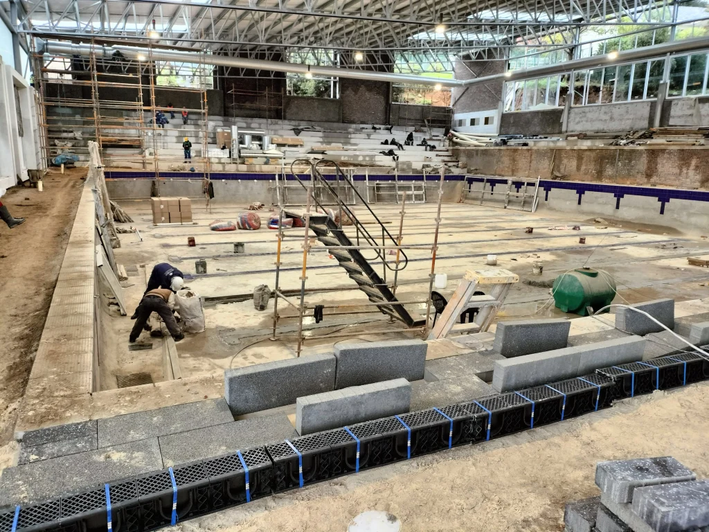 School aquatic centre, Cape Town — during construction