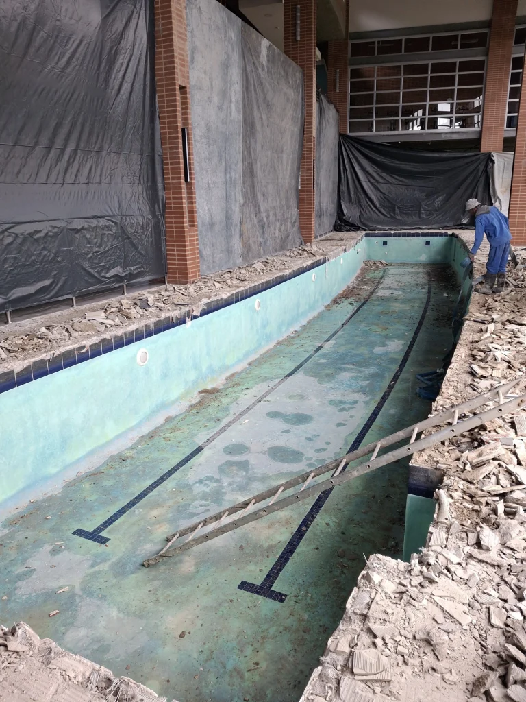 Waterfall Country Estate gym pool — during construction