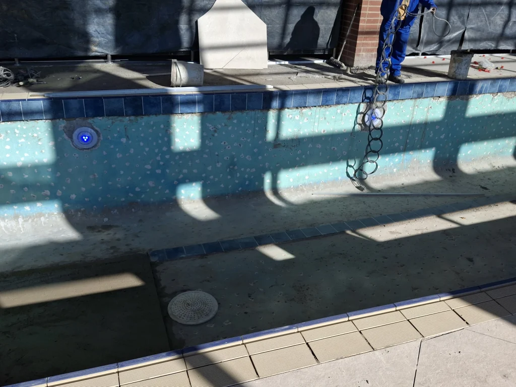 Waterfall Country Estate gym pool — during construction