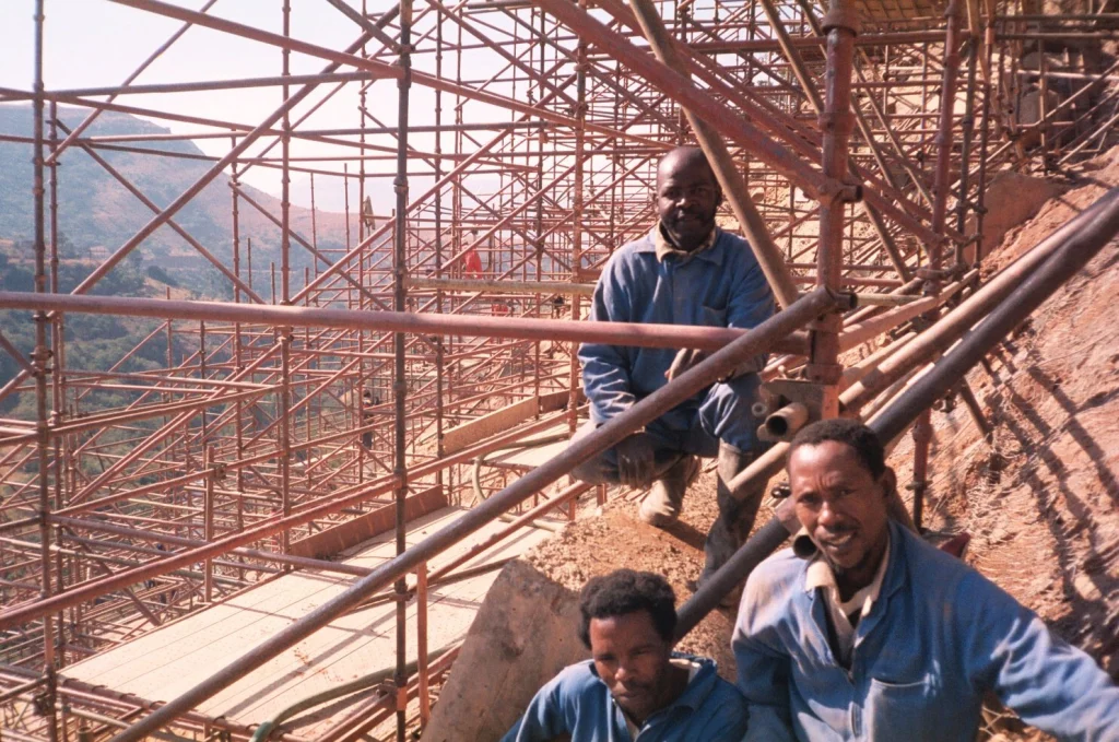 Slope stabilisation, Waterval Boven — during construction